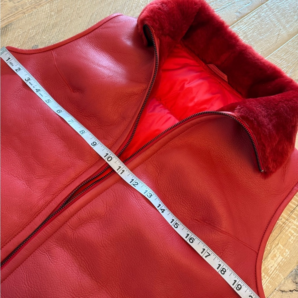 Wolfie Women's Plush Red Dyed Shearling Down Filled Vest NWT L - Picture 6 of 13